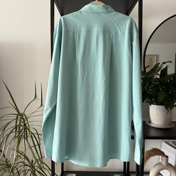 William Murray Teal Light Mint Long Sleeve Button Down Golf Shirt Men’s Size XL - Picture 3 of 8